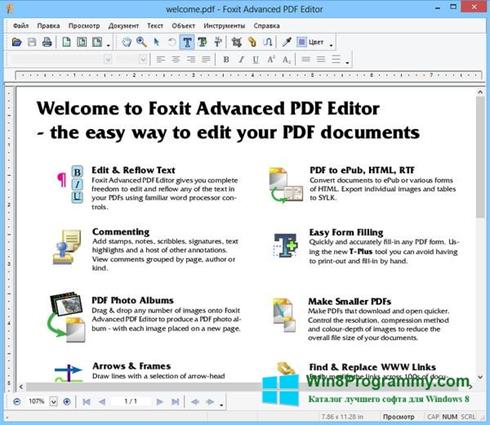 Скриншот программы Foxit PDF Editor для Windows 8