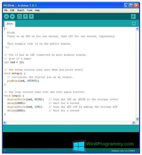 Скриншот программы Arduino для Windows 8