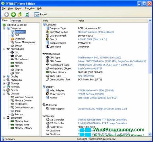 Скриншот программы EVEREST для Windows 8