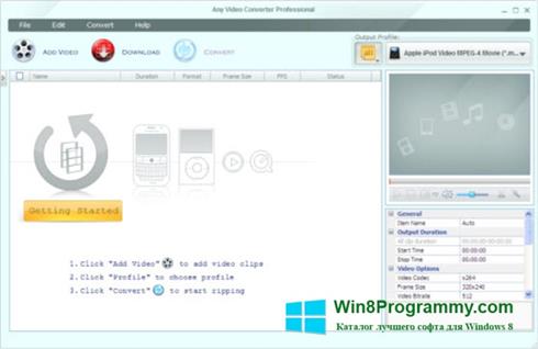 Скриншот программы Any Video Converter для Windows 8