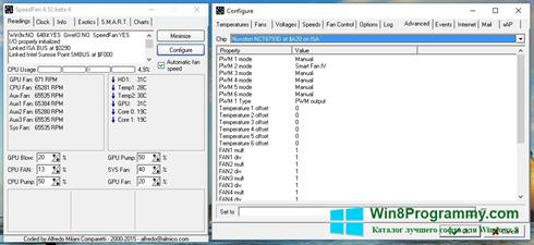 Скриншот программы SpeedFan для Windows 8