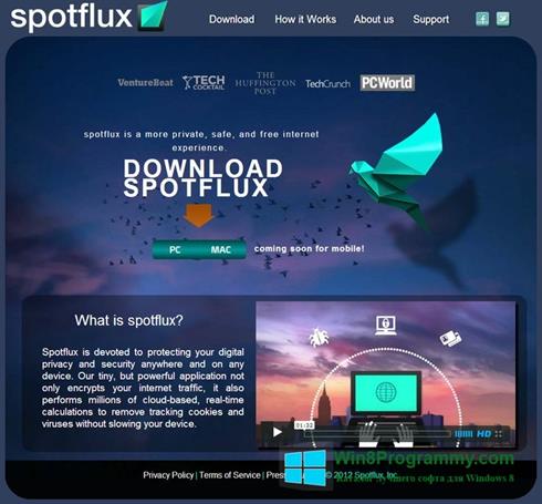 Скриншот программы Spotflux для Windows 8
