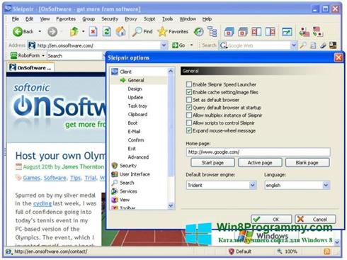 Скриншот программы Sleipnir для Windows 8