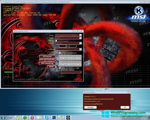 Скриншот программы MSI Kombustor для Windows 8