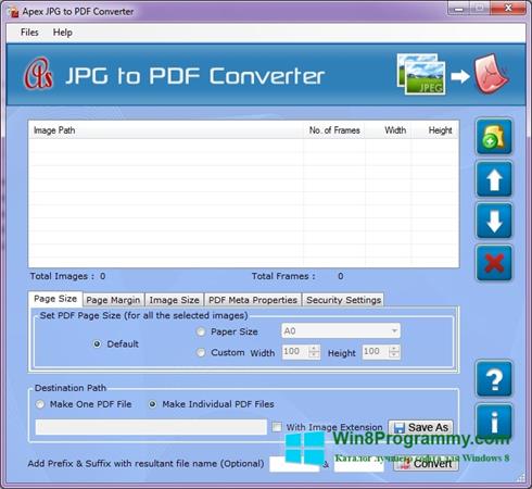 Скриншот программы JPG to PDF Converter для Windows 8