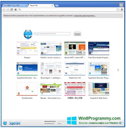 Скриншот программы Superbird для Windows 8