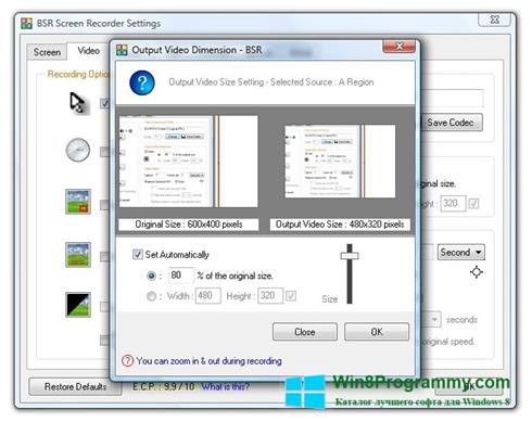 Скриншот программы BSR Screen Recorder для Windows 8