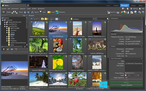 Скриншот программы Zoner Photo Studio для Windows 8