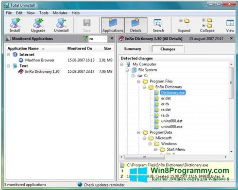 Скриншот программы Total Uninstall для Windows 8