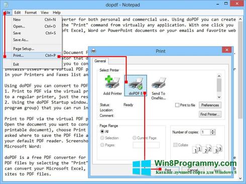 Скриншот программы doPDF для Windows 8