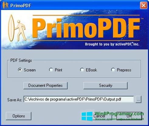 Скриншот программы PrimoPDF для Windows 8