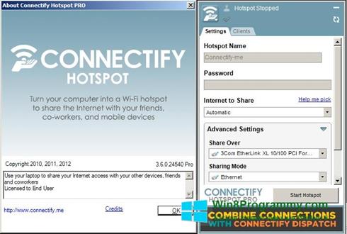 Скриншот программы Connectify Hotspot для Windows 8