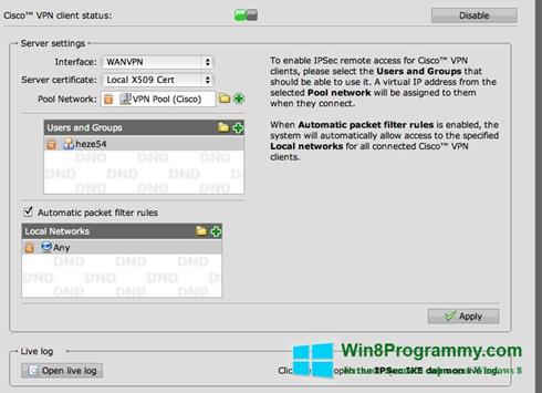 Скриншот программы Cisco VPN Client для Windows 8