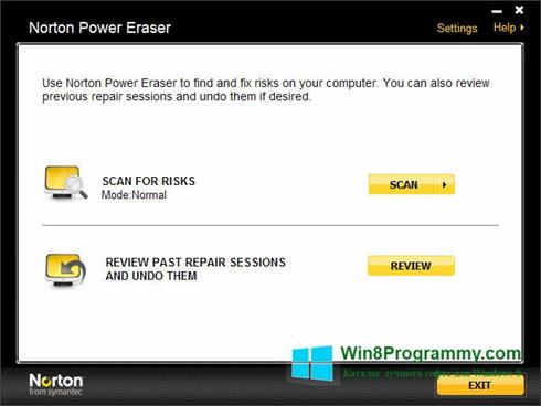 Скриншот программы Norton Power Eraser для Windows 8