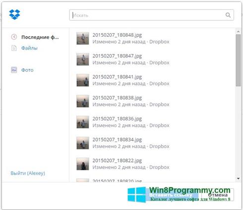 Скриншот программы Dropbox для Windows 8