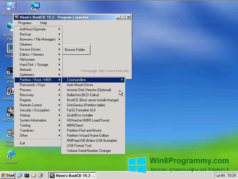 Скриншот программы Hirens Boot CD для Windows 8