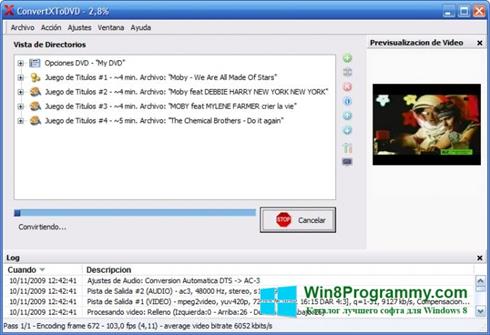 Скриншот программы ConvertXToDVD для Windows 8