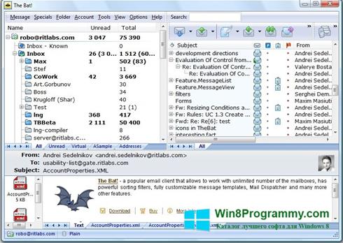 Скриншот программы The Bat! для Windows 8