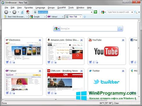 Скриншот программы SlimBrowser для Windows 8