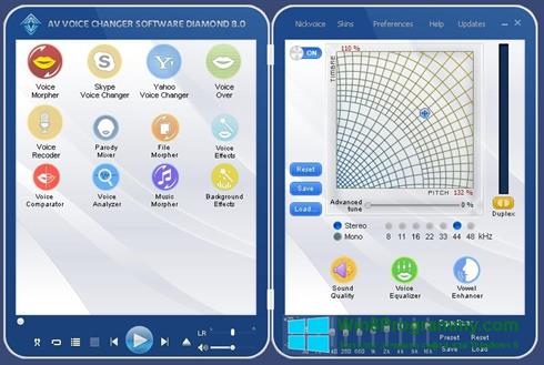 Скриншот программы AV Voice Changer Diamond для Windows 8