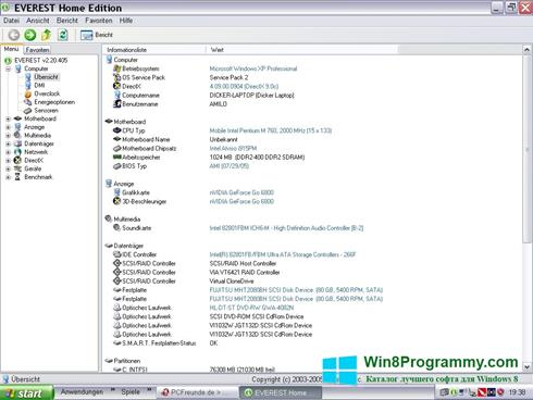 Скриншот программы EVEREST Home Edition для Windows 8