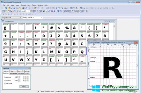 Скриншот программы Font Creator для Windows 8