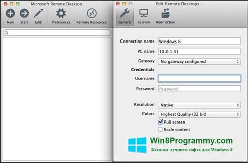 Скриншот программы Microsoft Remote Desktop для Windows 8