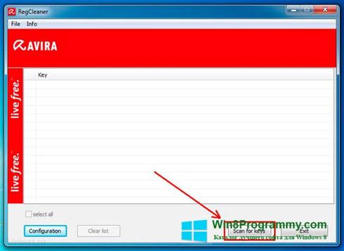 Скриншот программы Avira Registry Cleaner для Windows 8